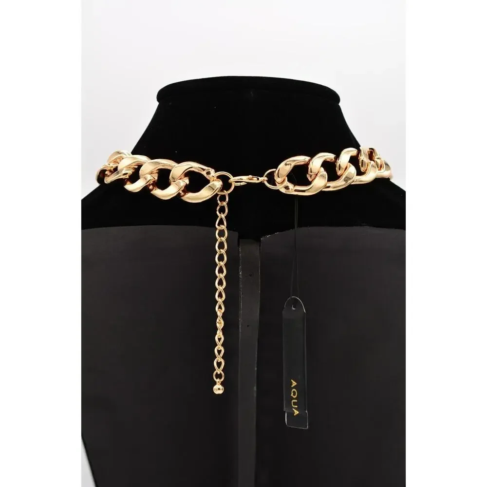 AQUA Chain Necklace Collar Thick Gold Chunky Linked Heavy Weighted NWT $58 BinBL